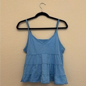 American Eagle Blue ruffle Top